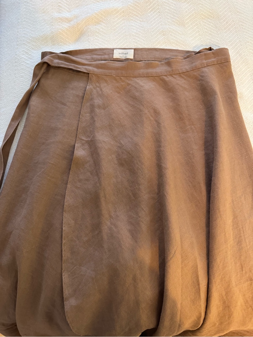 Wilfred Linen Wrap Skirt in Brown